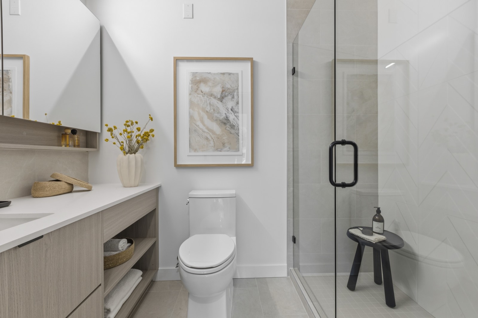 Linx ensuite bathroom with frameless glass shower